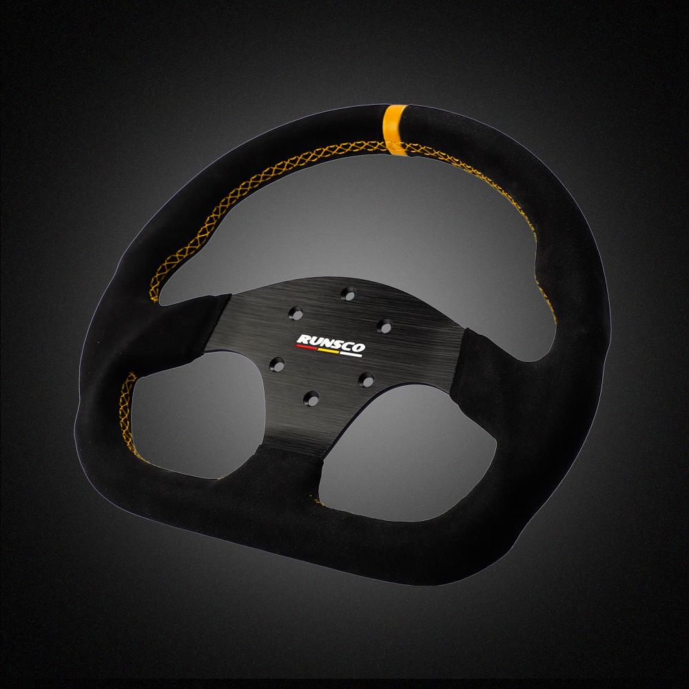 330mm GT Steering Wheel Suede Competitive Karting Drift Racing PC Simulation Game Wheel Rim Suede-Yellow-Yellow