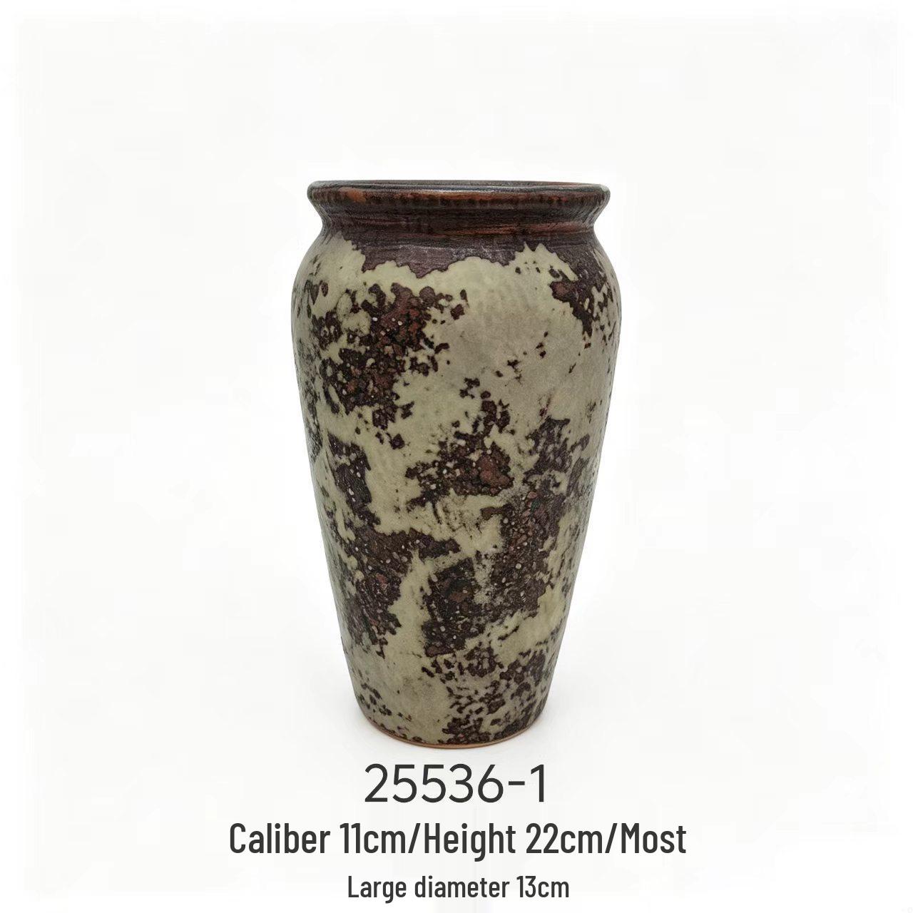 Retro Wabi-sabi Ceramic Vase: Chinese-Style Flower Pot for Living Room & Tea Room Décor