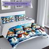 3PC Custom Name Snowmen Winter Friendship Bedding Set Duvet Cover Closure Includes 1 Duvet Cover & 2 Pillowcases for Bedroom
