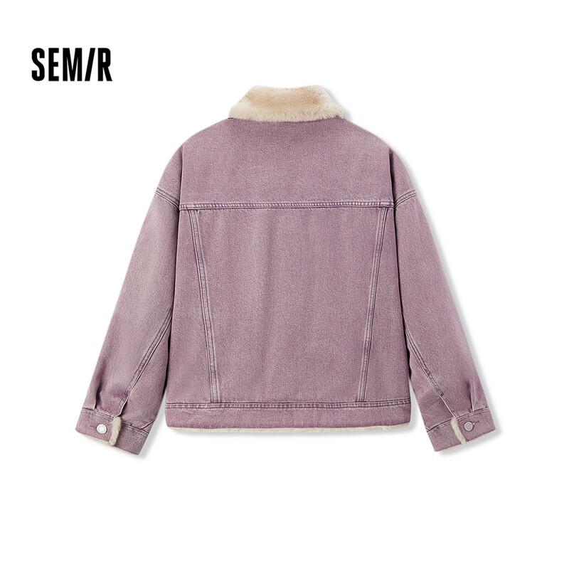 Semir Women's Loose Fit Padded Denim Jacket with Faux Fur Collar