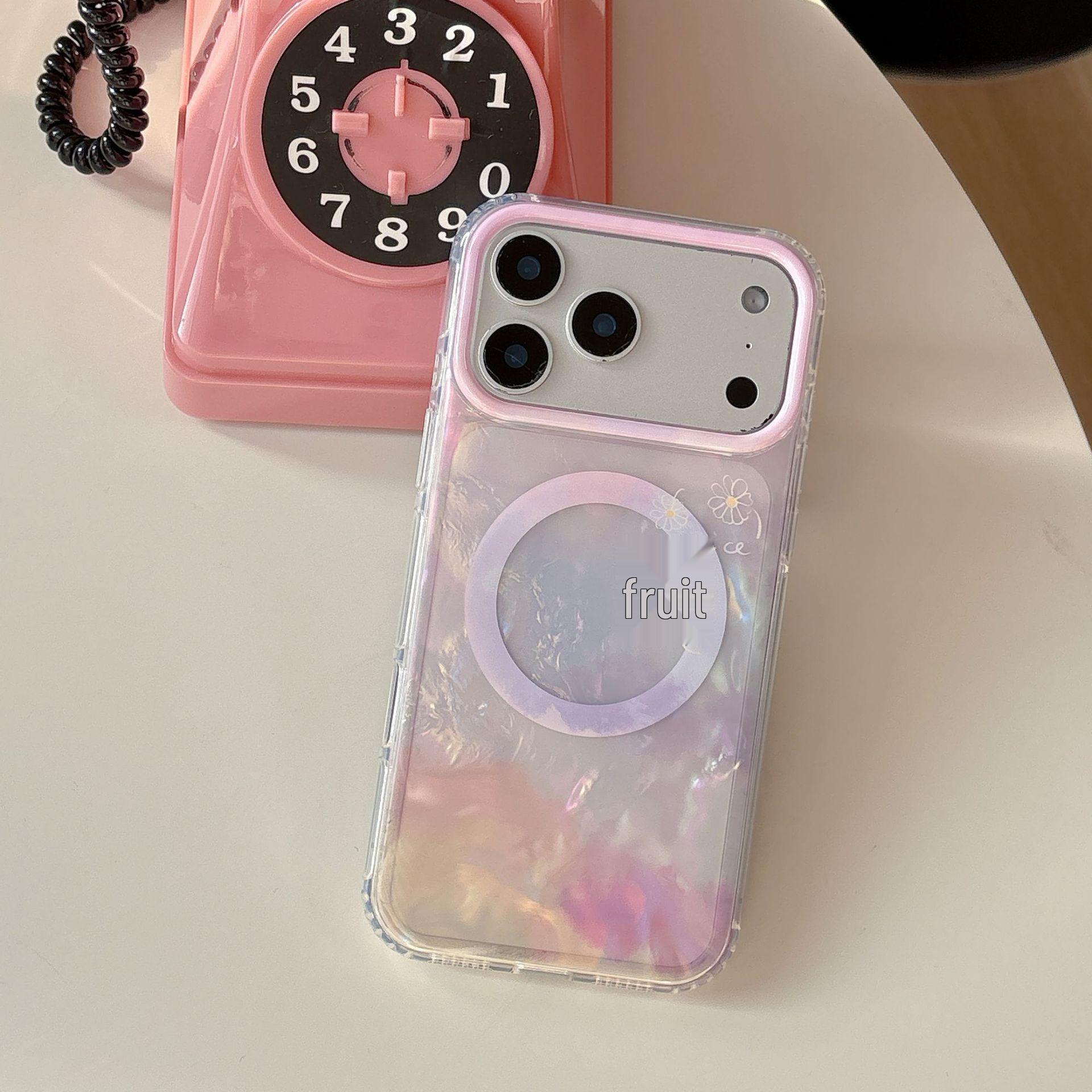 

Magnetic Shell Pattern Phone Case for iPhone 16/17 Promax - Colorful Protective Cover 14
