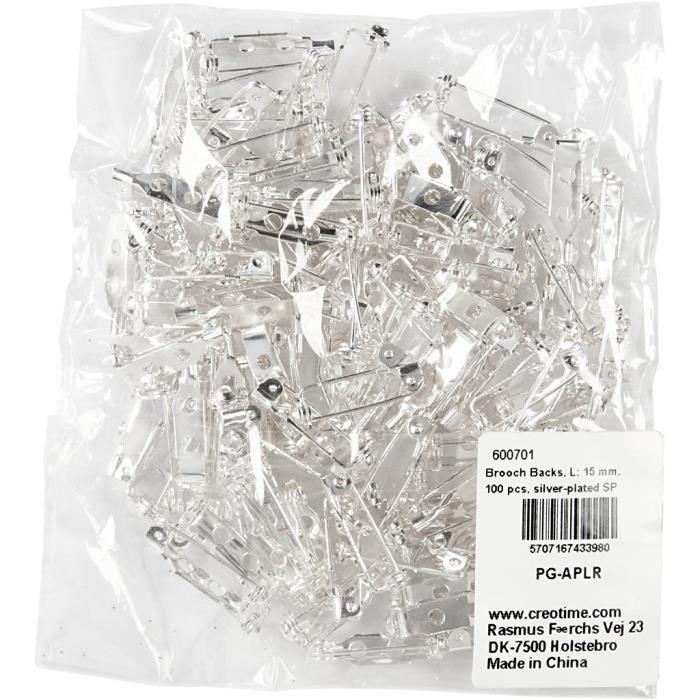 Creotime 15mm Silver Brooch 100 Pieces