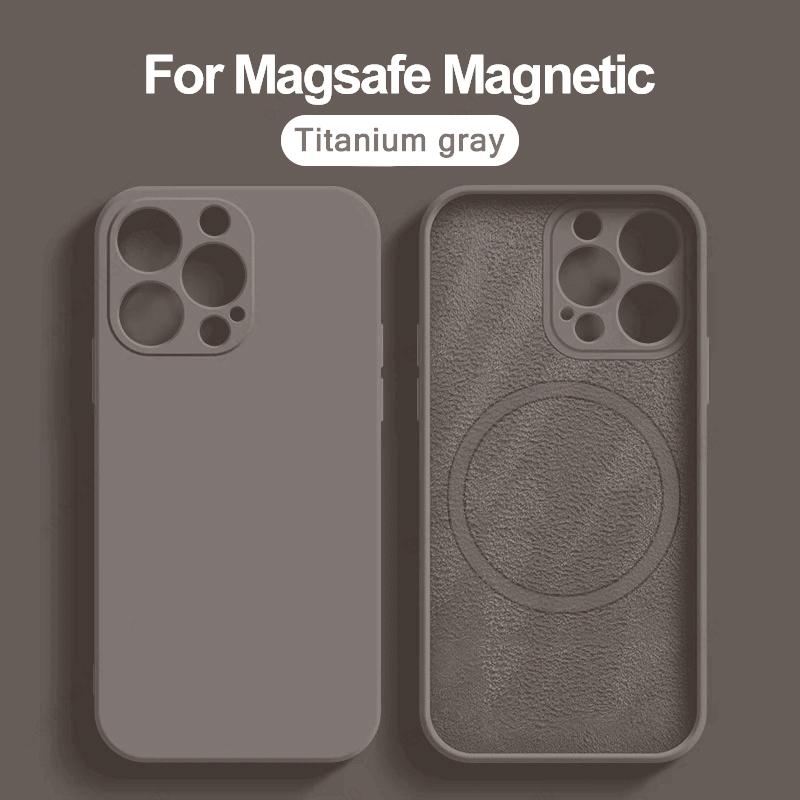 Pour étui magnétique Magsafe Pour 16 15 14 13 12 11 Pro Max 16 Plus Silicone Liquide Charge sans fil Housse Accessoires pour téléphone