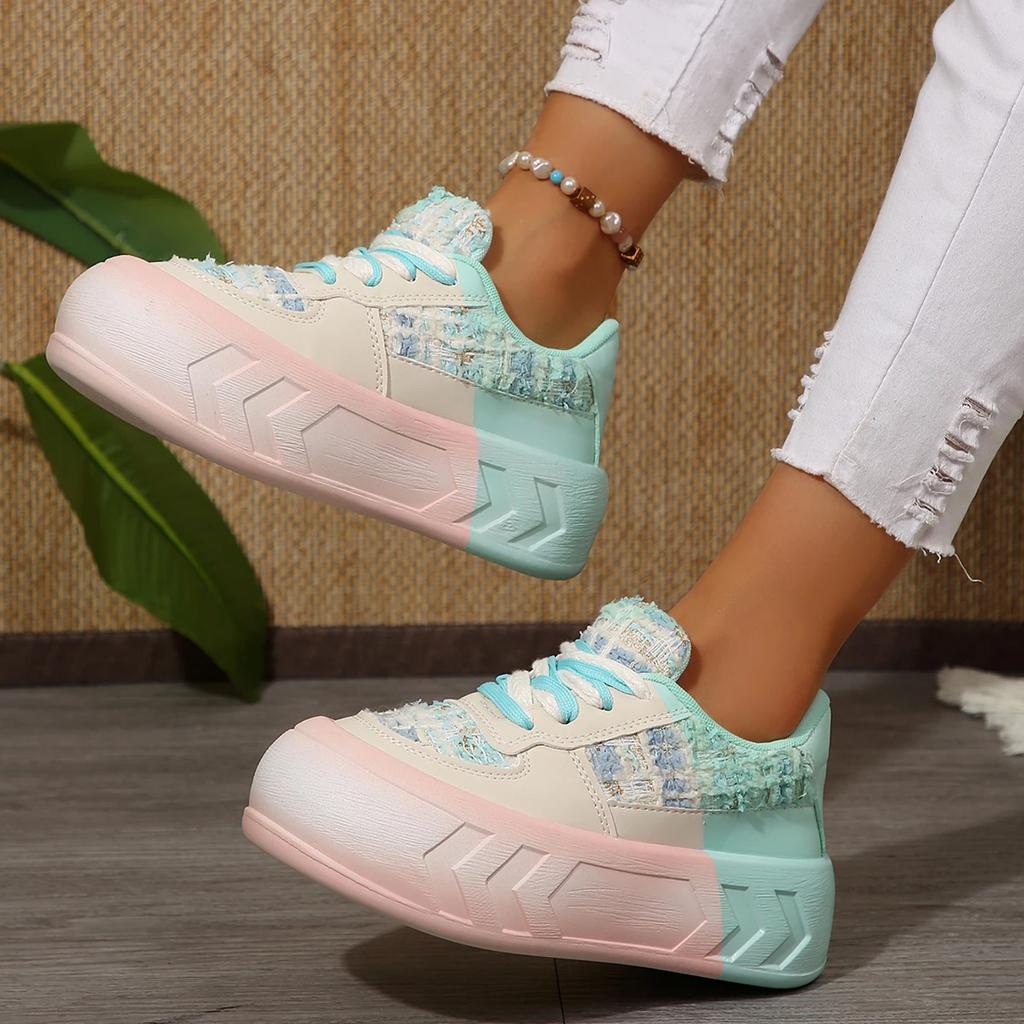 2024 New Women Trend Lace-up Outdoor Antiskid Platform Shoes Women Anti-slip Comfortable Sneakers Zapatos De Mujer