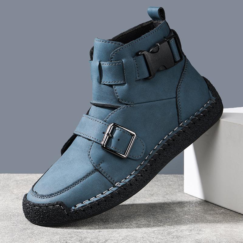 Leather shoes high-top handmade Martin boots retro spring and summer casual short boots