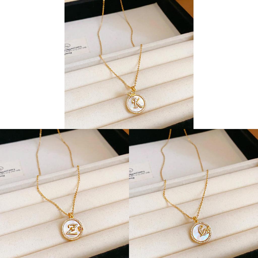 Simple Gold Zircon Letter Pendant Necklace For Women And Casual Wear
