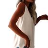Blusa Feminina de Renda Splicing Decote V Sem Mangas Cor Sólida