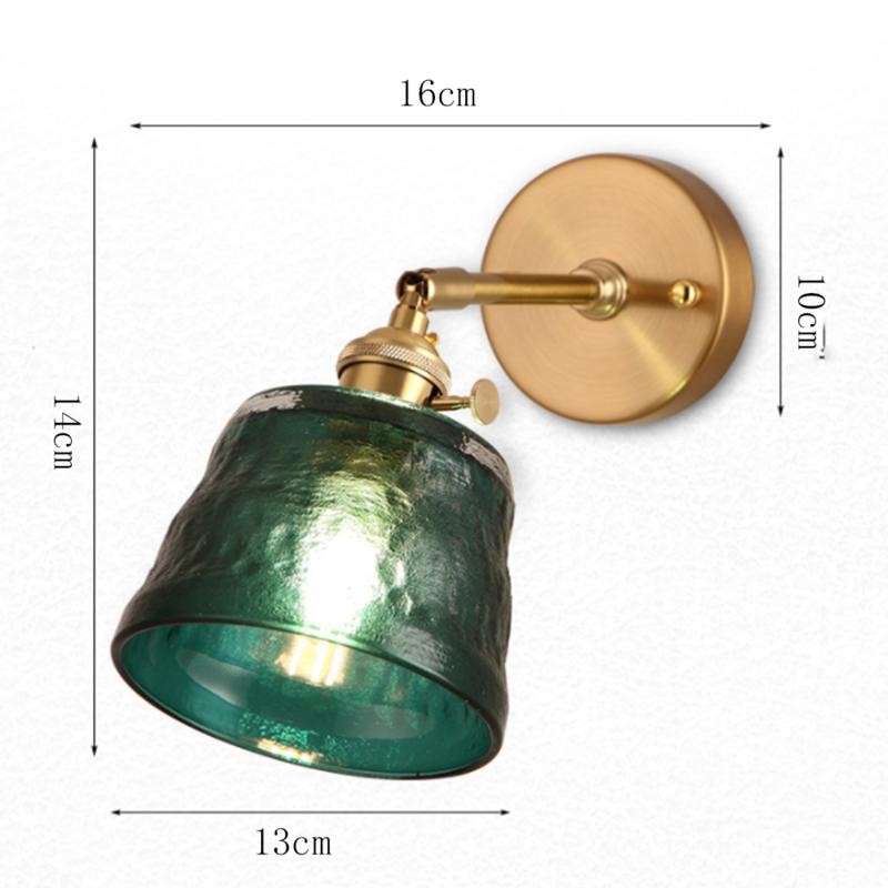 Dark Green Hammered Glass Kinket Wall Living Room Bedroom Balcony Mirror Front Lamp Night Light Brass Lamp