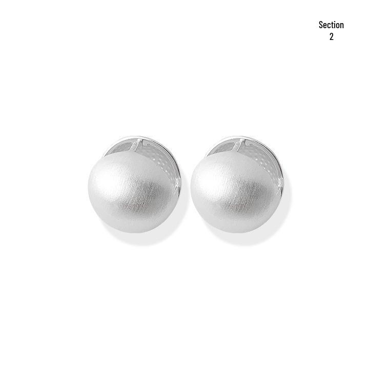 Savi Blogger Silver Brushed Metal Ball Earrings for Cold Wind Temperament