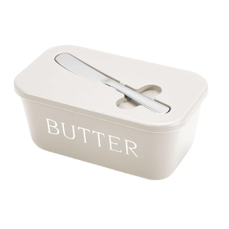Butter Container Food Grade PP Box Restaurant Sealed Storage Box Cheese Dish with Knife Butter Slicer Butter Tableware
