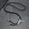 Turquoise Bolo Tie Necklaces Daily Outfits Vintage Sweater Chain Bull Head Necklaces  Men Women