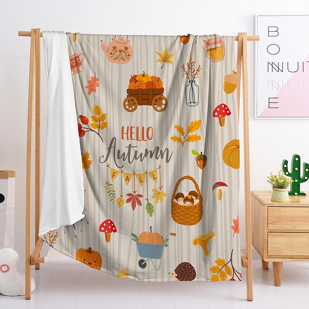 Blanket Flannel Blanket Thanksgiving Pumpkin Fox 2D Digital Printing Blanket Blanket