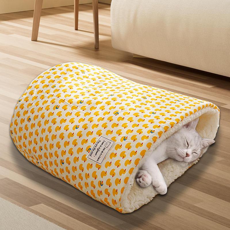 Soft Cat Cave Bed Winter Thickened And Warm Cat Nest Soft Pet Sack For Outdoor Kitten Round Bucket Shape Deep Sleep Pet Cave