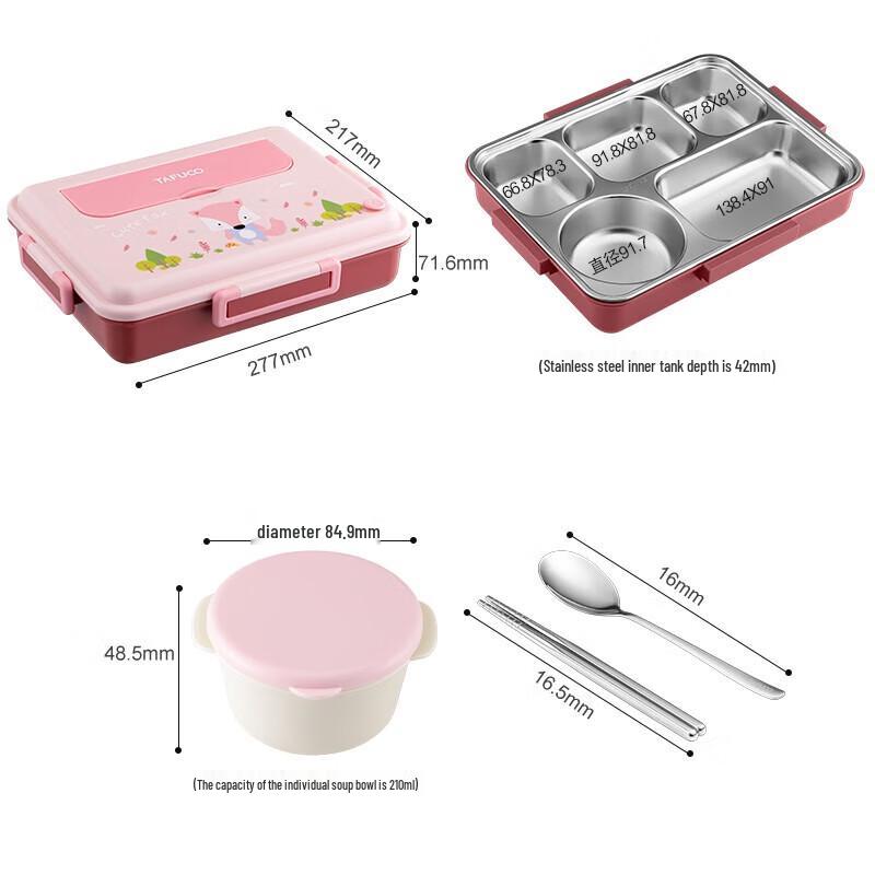 TAFUCO Kids Multi-Compartment Stainless Steel Lunch Box