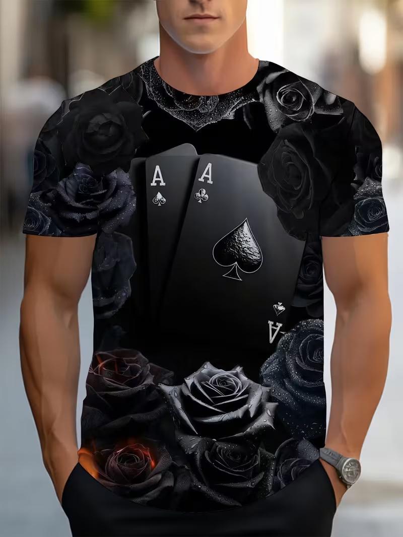 

Men s Retro 3D Graphic Print T-Shirt - Perfect for Daily Wear and Vacation S