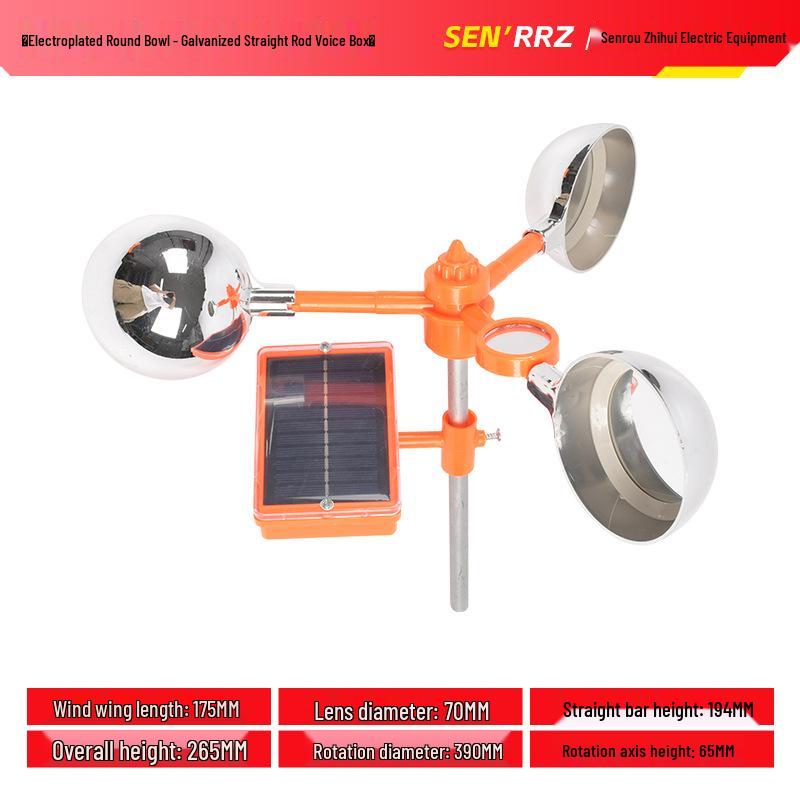 Solar Wind-Powered Bird Repellent for Orchards, Fish Ponds, and Farmland