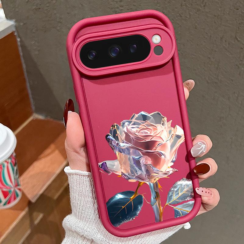 

Ударопрочный чехол из ТПУ с принтом хрустальной розы для Google Pixel 9 Pro XL 8 Pro 8A, защитный матовый мягкий чехол для телефона Google Pixel 8 Pro