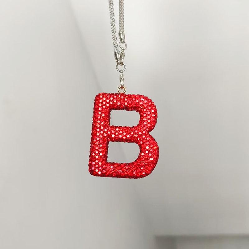 Rhinestone Ceramic Cross Pendant for Car Mirror Decor