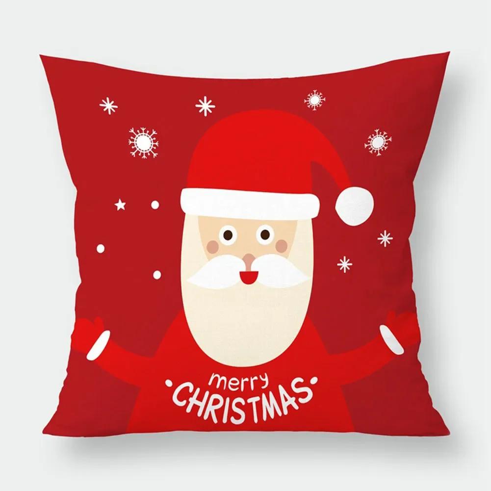 Christmas Printed Sofa Bedroom Living Room Pillow Seats Decorate Christmas Printed Printed Cushion Cover Decoración Navideña