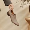 Fashion 2025 Spring New Women Pumps Retro Women Shoes Genuine Leather Slip-on Ladies Shoes Thick Heels Round Toe Causal Dress Shoes