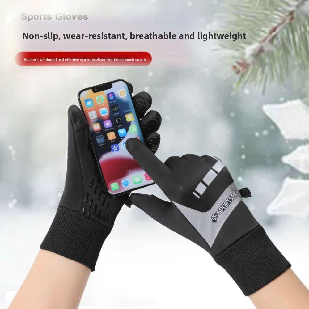 Anti-slip Thick Cycling Gloves Lock Buckle Warm Outdoor Gloves Winter Cycling Gloves  Outdoor