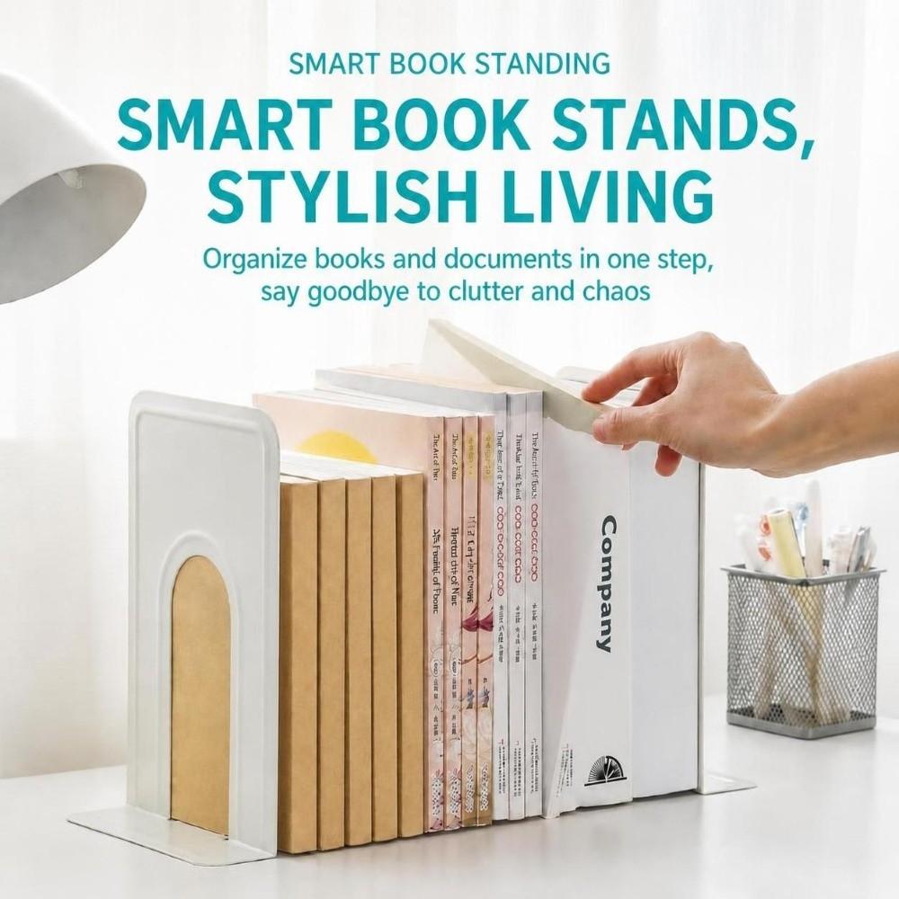 2Pcs Metal Book Supports Round Top Book Stopper Durable Desktop Bookshelf Organizer  Gift