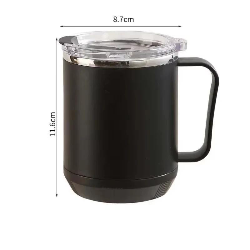 Vacuum Cup Insulated Stainless Steel Coffee Cup Mug Heatable Portable with Lid Handle Home Office Water Cups Drinking Utensils