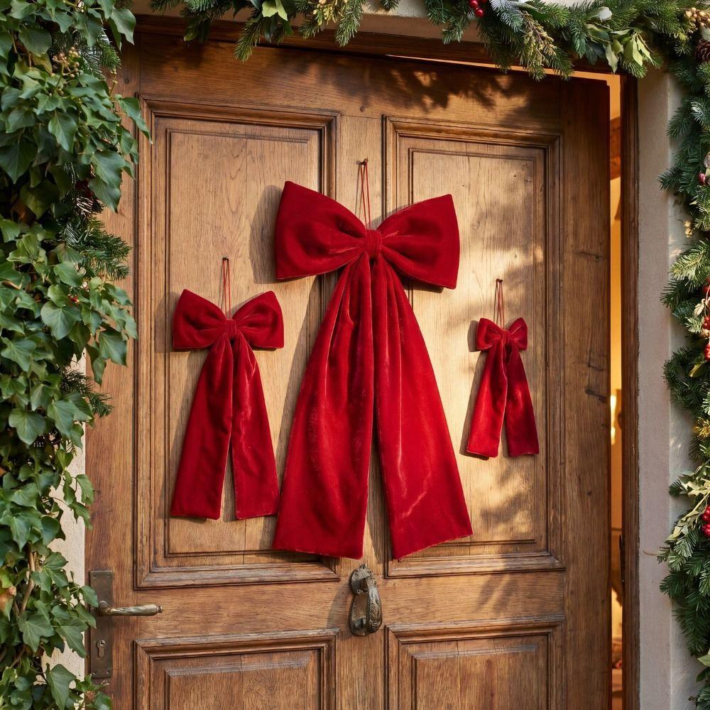 Flannelette Christmas Bow Large Christmas Tree Decorations Hanging Xmas Ornament Merry Christmas