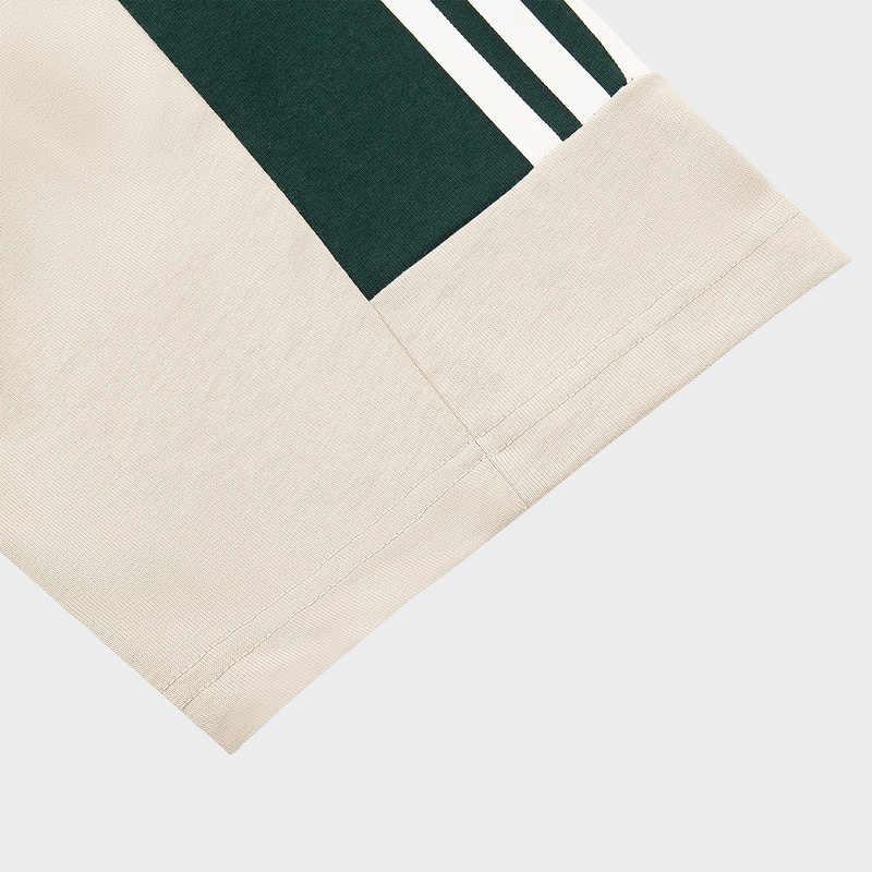 adidas T-shirt a righe Tiro in jersey pesante vestibilità ampia stampata manica corta polo uomo top cielo notturno-verde JC5744