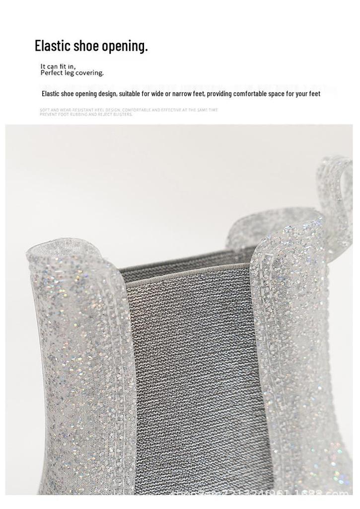 Modieuze Transparante Chelsea Regenlaarzen voor Dames: Stijlvol, Antislip, Waterdicht Rubber voor Buitenkleding