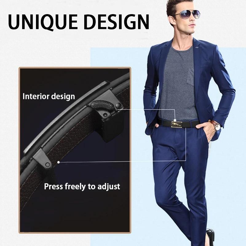 1pc Fashion Business Men'S Belt Genuine Luxury Brand Belt Automatic Buckle Belt PU Leather Soft Belt With Cargo Pants Jeans Belt
