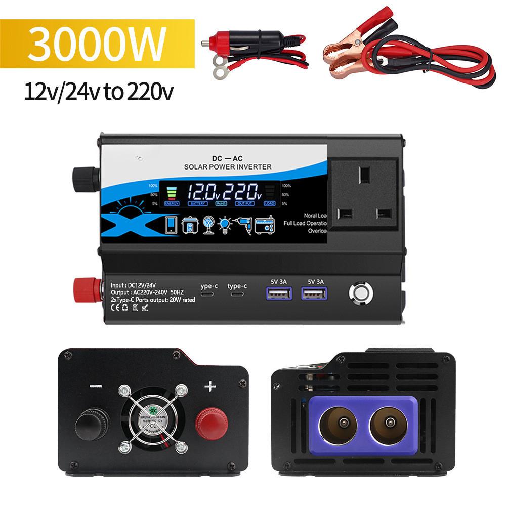 3000 Вт/4000 Вт/6000 Вт Бытовой зарядный преобразователь с подсветкой Портативный светодиодный дисплей Автомобильный инвертор Высокомощный преобразователь напряжения