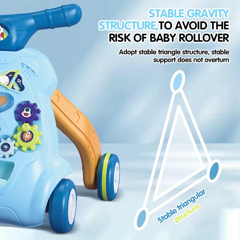 Non-Toxic Kid Push And Pull Learning Walker Multifunctional Activity Toy Musical Develops Motor Skills Birthday Gift Toys For Toddler Baby