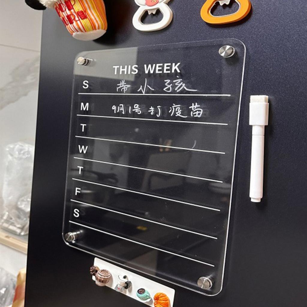 Magnetic Transparent Display Board Message Board Acrylic Weekly and Monthly Plan Board Reusable, Home Business Office Supplies