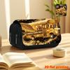 Magic Academy School Bus 2D Print Double Layer Flip Cover Black Pencil Case - Back To School Essential Pencil Box, Daily Multi-Functional Makeup Bag,