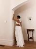 European & American 2026 Women's Elegant Chiffon Ruffle Slit Long Dress