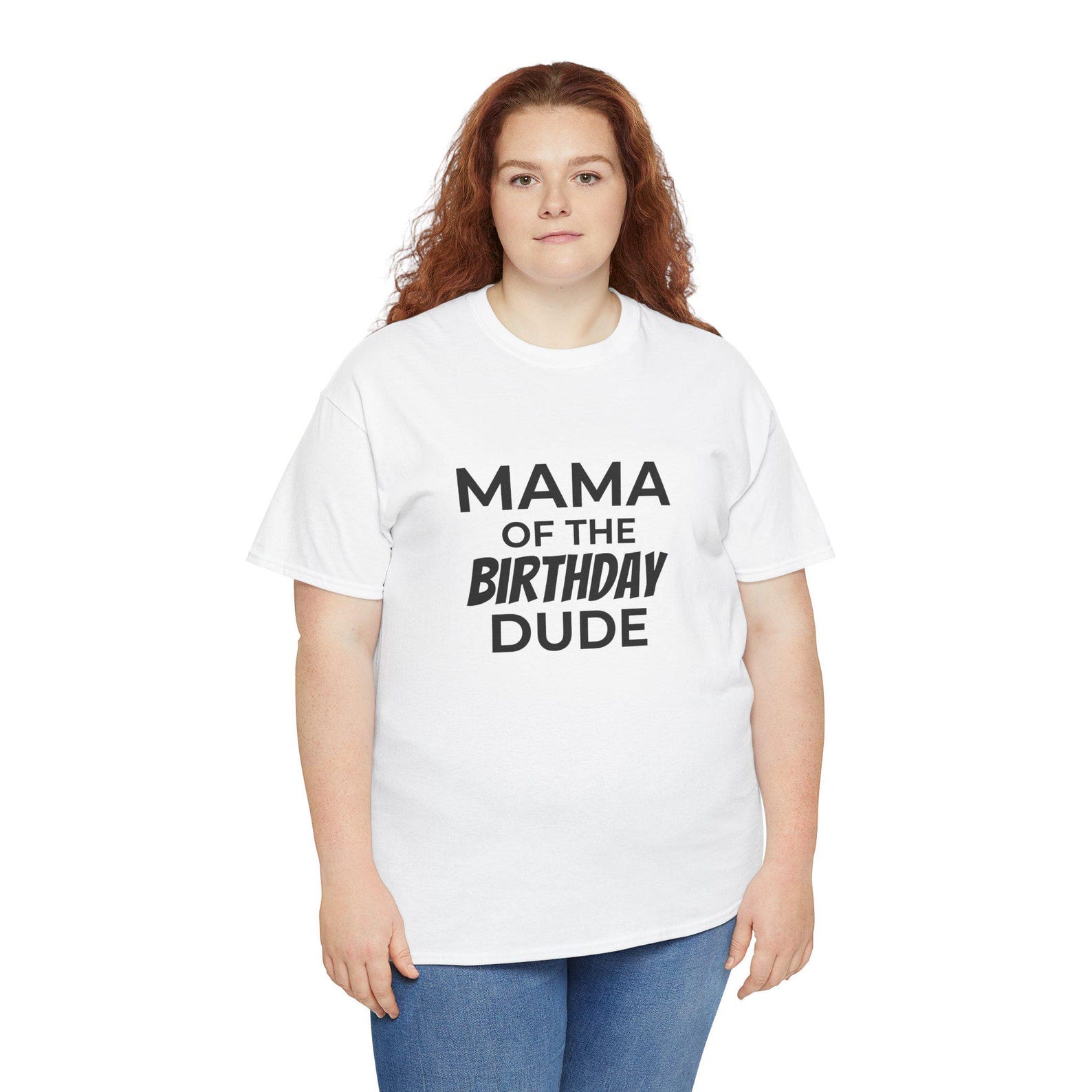 Birthday Dude Mama Unisex Heavy Cotton Tee Shirt, Birthday Mom Tshirt, Gift for Mother, Family Celebration Top, Matching Outfit, Gift for M