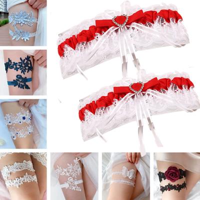 Strumpfband für die Hochzeit, sexy, elastischer Strumpfgürtel aus Spitze mit Strasssteinen und Schleife, Oberschenkelgurt für die Braut, Party, Hochzeitsgeschenk