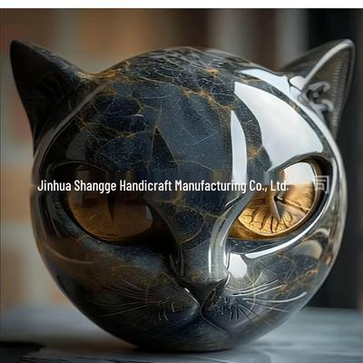 Luxury Black Cat Resin Figurine - Elegant Home Décor & Gift Artwork.