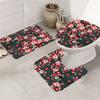 4pcs Plum Blossom Shower Curtain Set, Washable Polyester Bathroom Decor, Non-Slip Bath Mat, Toilet Lid Cover & U-Shaped Rug