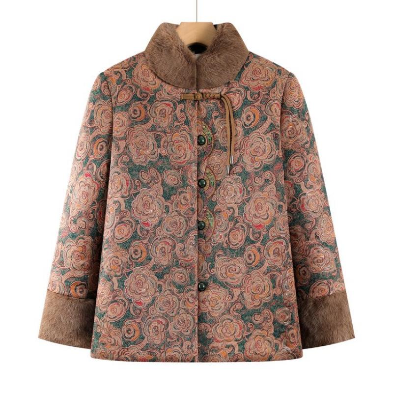 

Winter warm cotton-padded clothes piled cotton-padded clothes thickened old lady jacket cotton-padded jacket 5XL [recommended 150-80kg] зелёный