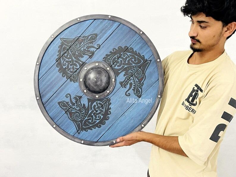Fenrir Wolf Viking Shield: Norse Mythology Cosplay Decor