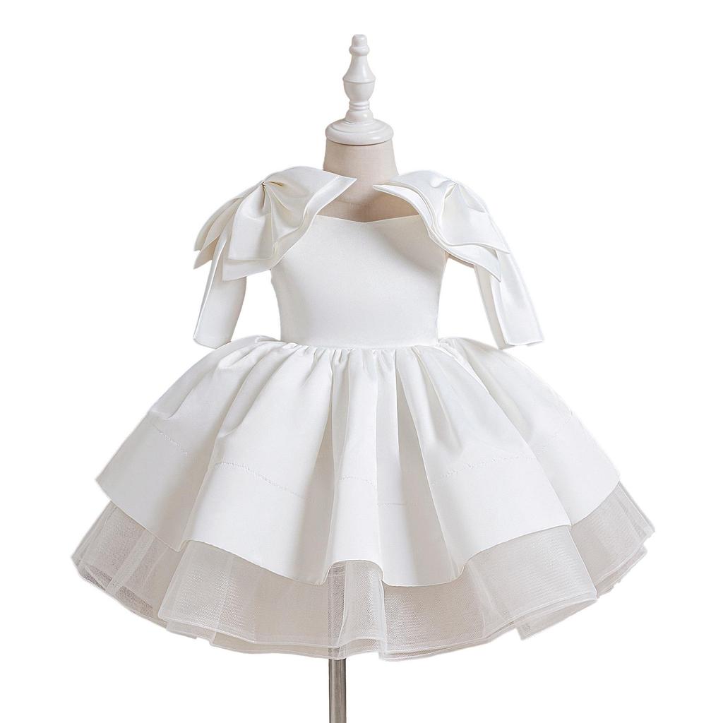 Robe de Princesse Satinée pour Filles – Jupe Plissée Papillon pour l'Été et la Remise des Diplômes