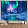 Northern Lights Forest Tapestry Aurora Borealis Misty Pine Trees Trippy Tapestry Aesthetic Wall Art Meditation Decor For Bedroom