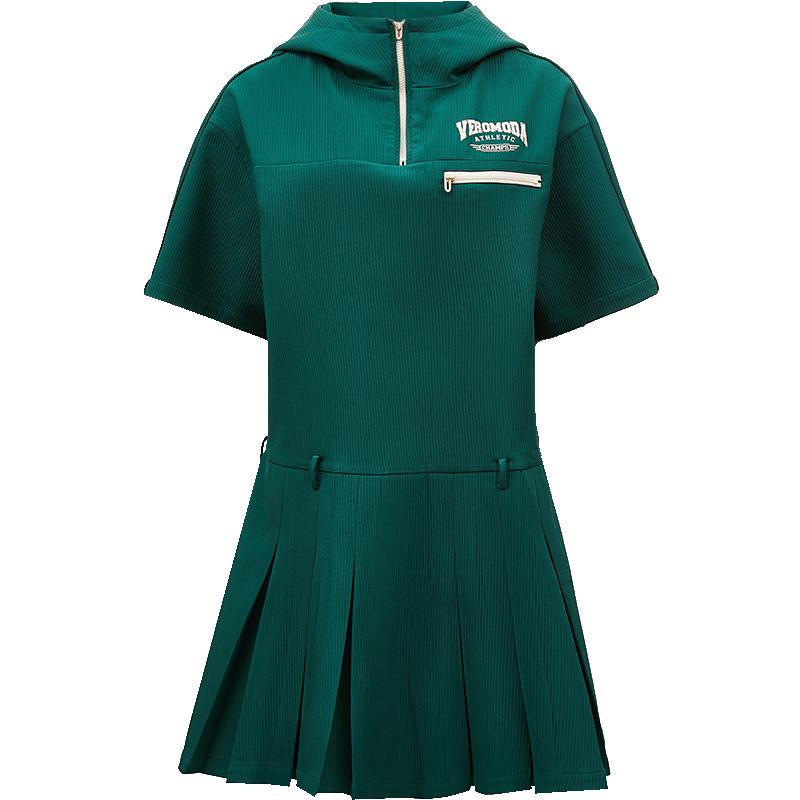 

VEROMODA Hooded Pleated Sweatshirt Dress M