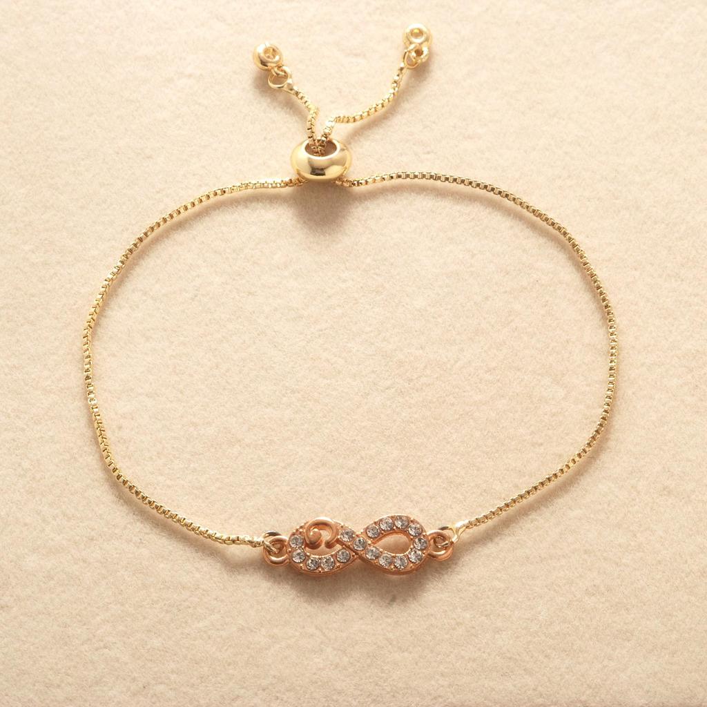 Elegant 8-Shaped Diamond-Accented Adjustable Bracelet - Women’s Fashion Jewelry