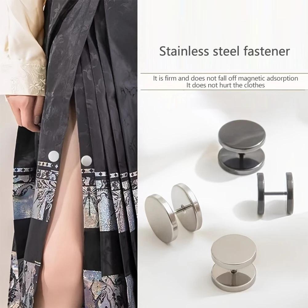 4Pcs Stainless Steel Clothing Fixing Buttons Spiral Seamless Buckle Clip Fastener For DIY Projects
