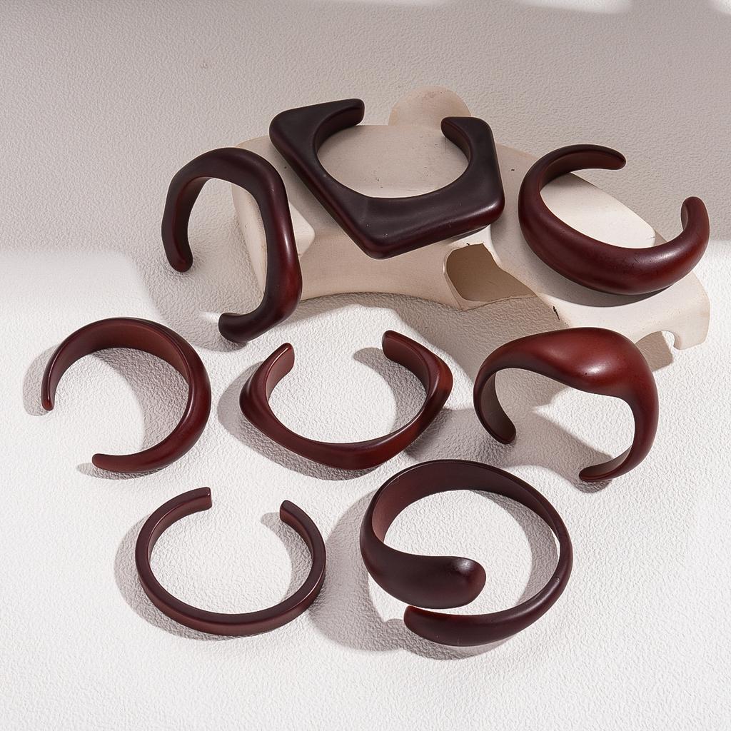 DIEZI 8 Style Vintage Simple Cuff Bangles Fashion Hip Hop Geometric Brown Acrylic Resin Wide Bangles Bracelet Women Men Jewelry