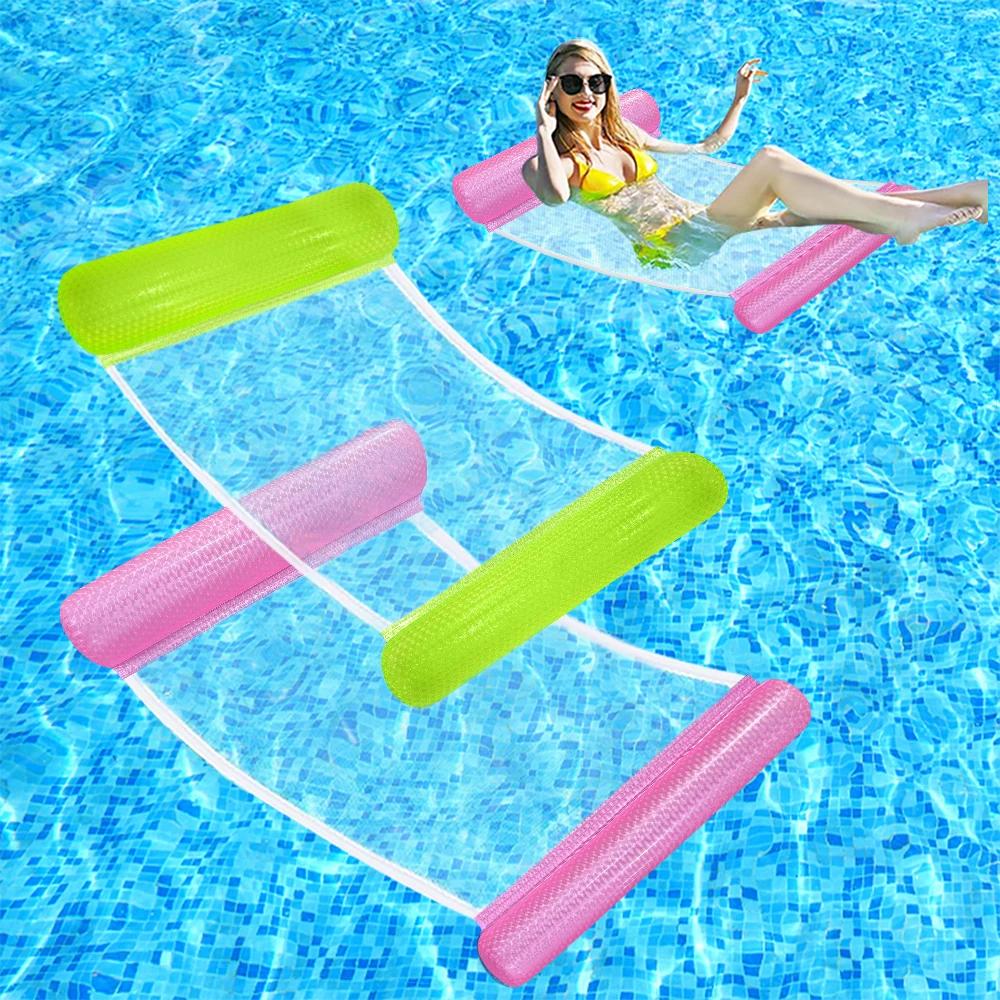 1 PC Gradient Sparkling fruiHanging Bed Thickened Pvc Swimming Inflatable Floating Bed Foldable Suitable For Beach Pool Parties