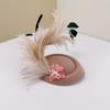 Girly Feather Felt Hat Shape Hair Clip Banquet Party Headband for Teens Medieval Party Taking Photo Anti-Slip Hairpin